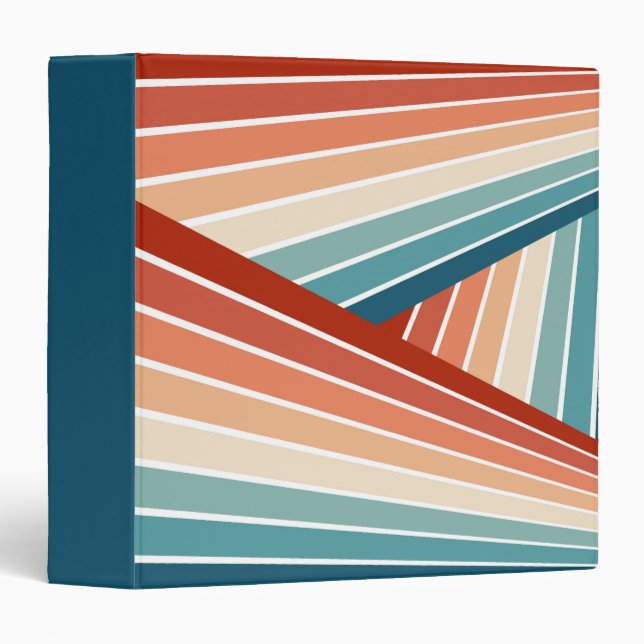 Colorful retro style diagonal rainbow design 3 ring binder (Front/Spine)