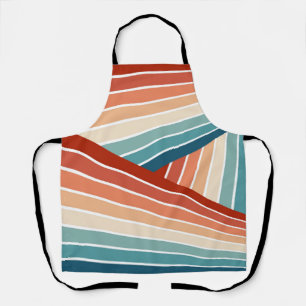 Colorful retro style diagonal rainbow design apron