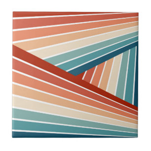 Colorful retro style diagonal rainbow design ceramic tile