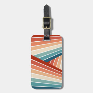 Colorful retro style diagonal rainbow design luggage tag