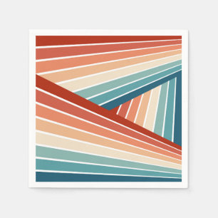 Colorful retro style diagonal rainbow design napkins
