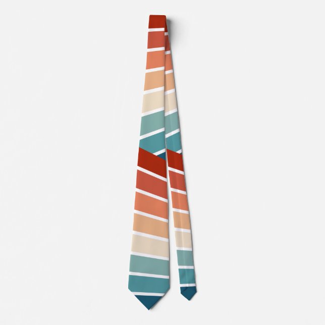 Colorful retro style diagonal rainbow design neck tie (Front)