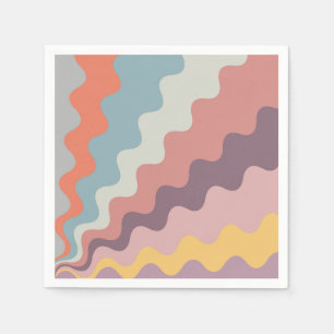 Colorful retro style diagonal waves napkins