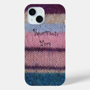 colorful retro style knitted stripes fun knitted iPhone 15 case