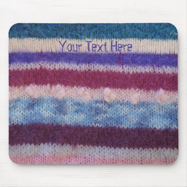 colorful retro style knitted stripes fun mouse pad (Front)