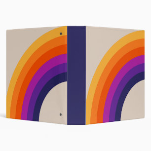 Colorful retro style rainbow art 3 ring binder