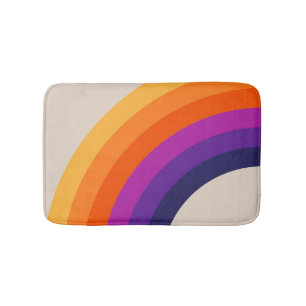 Colorful retro style rainbow art bath mat