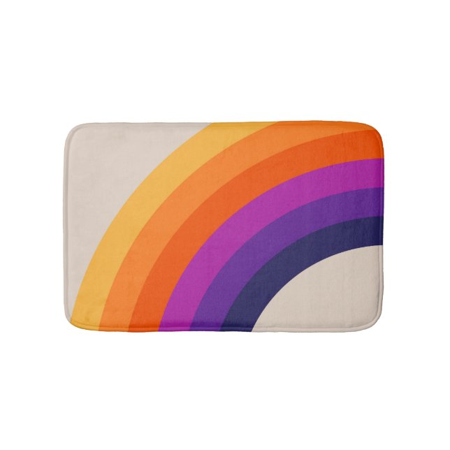 Colorful retro style rainbow art bath mat (Front)