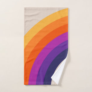 Colorful retro style rainbow art bath towel set