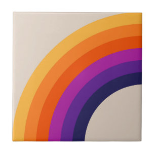 Colorful retro style rainbow art ceramic tile