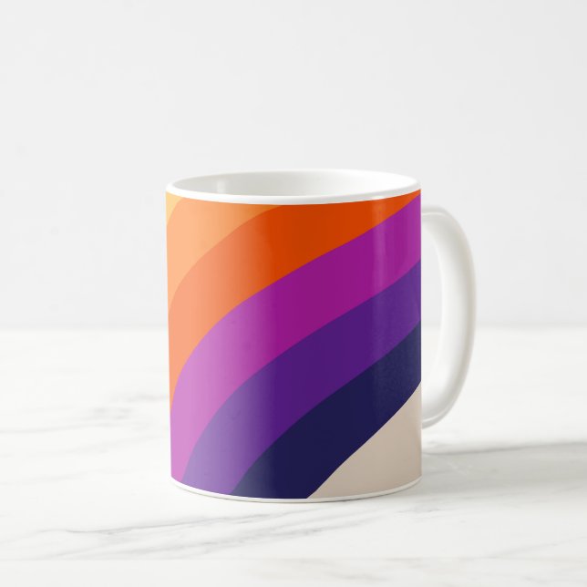 Colorful retro style rainbow art coffee mug (Front Right)