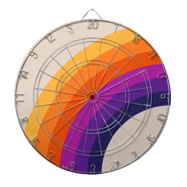 Colorful retro style rainbow art dart board (Front)