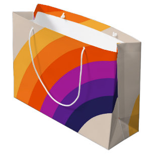 Colorful retro style rainbow art large gift bag