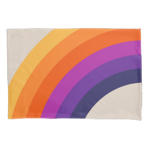Colorful retro style rainbow art pillow case