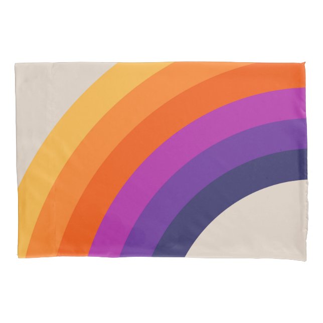 Colorful retro style rainbow art pillow case (Front)