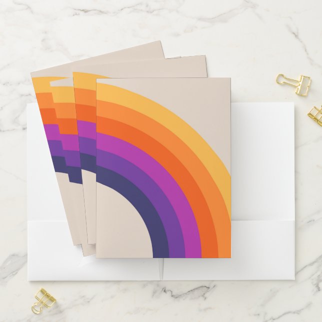 Colorful retro style rainbow art pocket folder (In Situ)