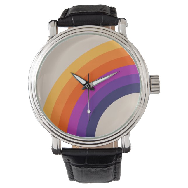 Colorful retro style rainbow art watch (Front)