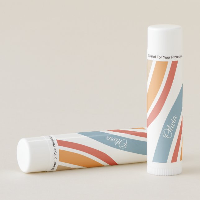 Colorful retro style rainbow design lip balm (Front)