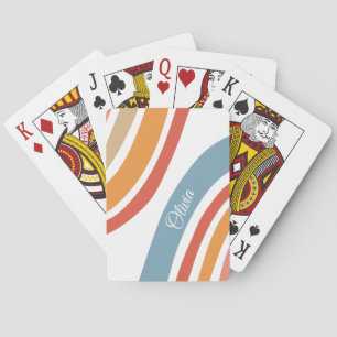 Colorful retro style rainbow design poker cards