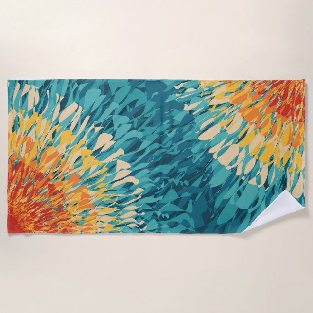 Colorful retro style solar flare  beach towel (Front)