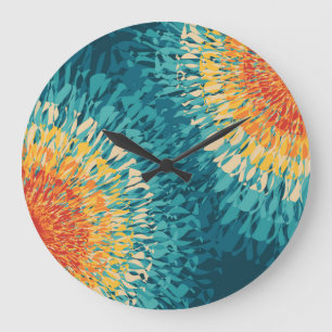 Colorful retro style solar flare  large clock