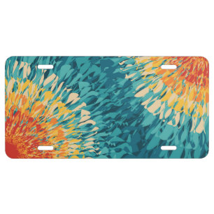 Colorful retro style solar flare license plate