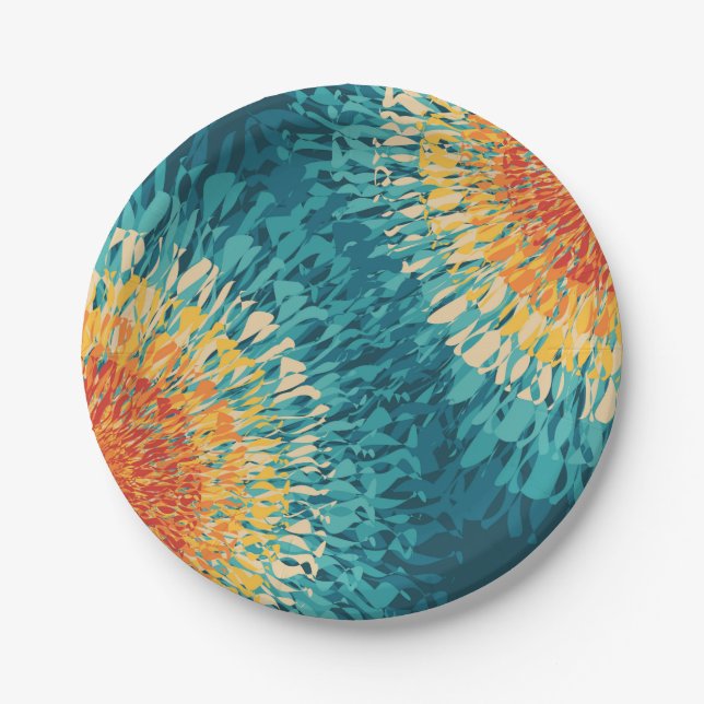 Colorful retro style solar flare  paper plates (Front)