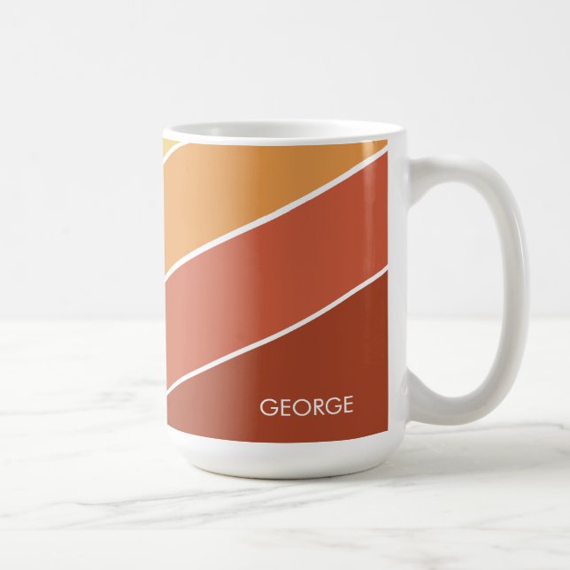 colorful retro style stripes name coffee mug (Right)