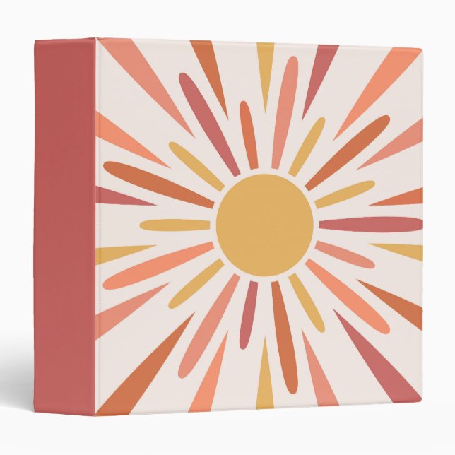 Colorful retro style sunshine design 3 ring binder (Front/Spine)