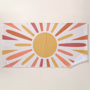 Colorful retro style sunshine design beach towel