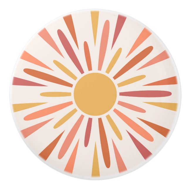 Colorful retro style sunshine design ceramic knob (Front)