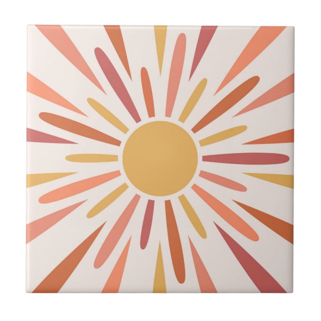 Colorful retro style sunshine design ceramic tile (Front)