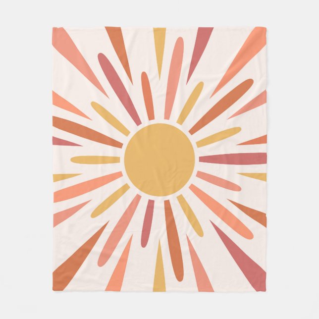 Colorful retro style sunshine design fleece blanket (Front)