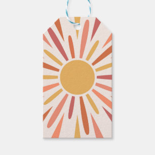 Colorful retro style sunshine design gift tags
