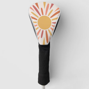 Colorful retro style sunshine design golf head cover