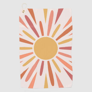 Colorful retro style sunshine design golf towel