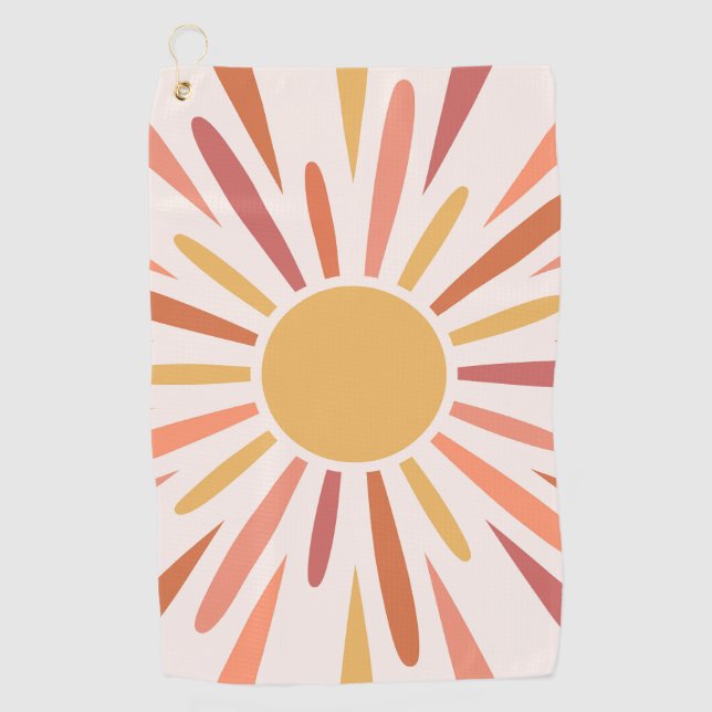 Colorful retro style sunshine design golf towel (Front)