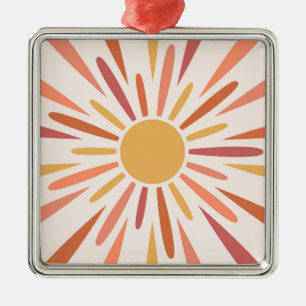 Colorful retro style sunshine design metal ornament