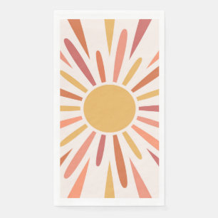 Colorful retro style sunshine design paper guest towels