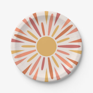 Colorful retro style sunshine design paper plates