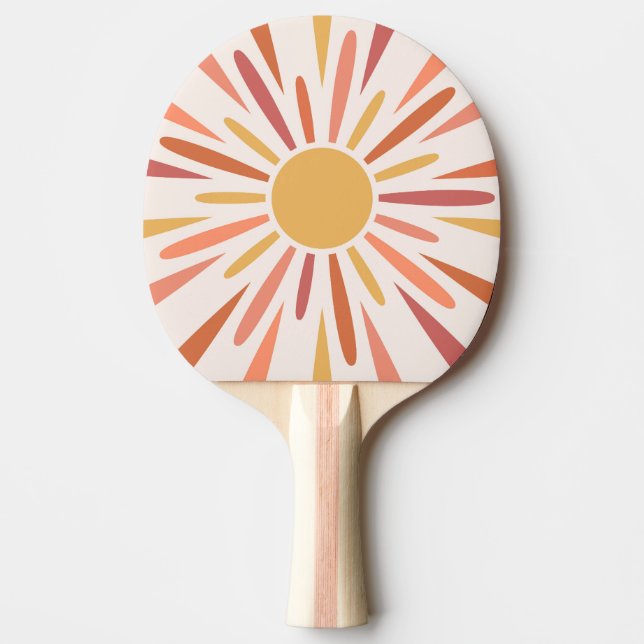 Colorful retro style sunshine design ping pong paddle (Front)