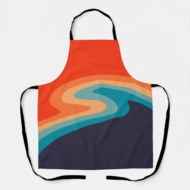 Colorful retro style swirl design apron (Front)