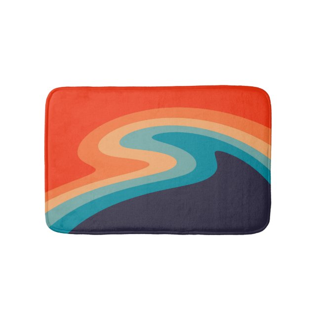 Colorful retro style swirl design  bath mat (Front)