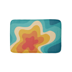 Colorful retro style swirl design bath mat