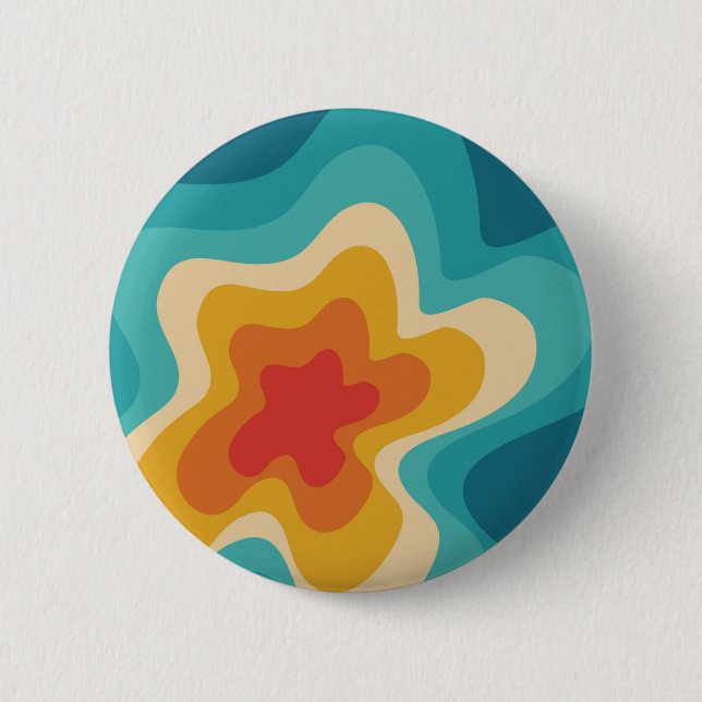 Colorful retro style swirl design  button (Front)