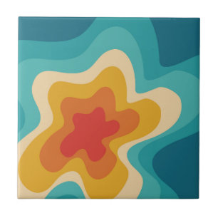 Colorful retro style swirl design ceramic tile