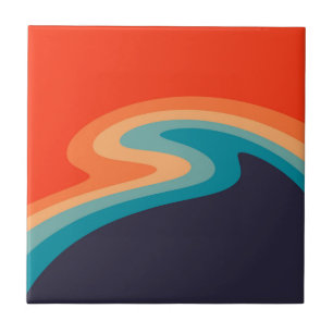 Colorful retro style swirl design ceramic tile