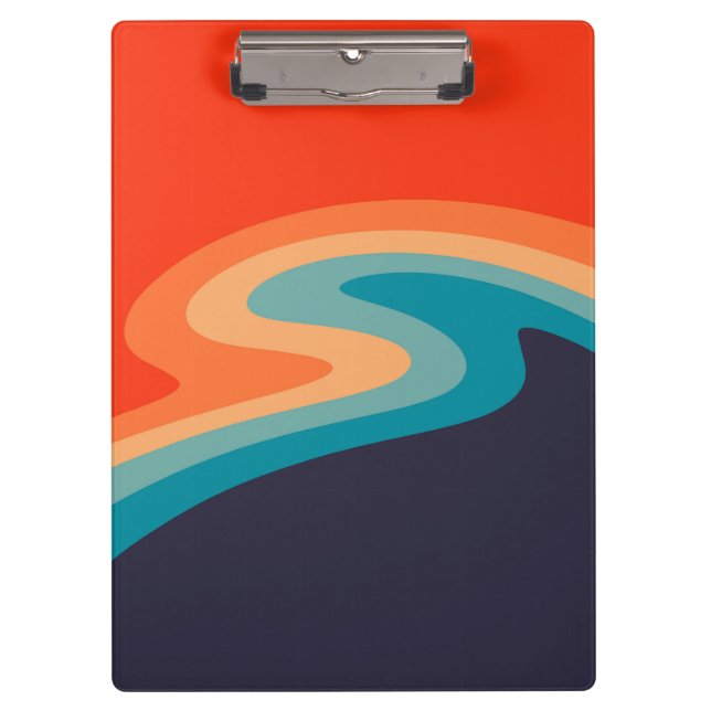 Colorful retro style swirl design clipboard (Front)