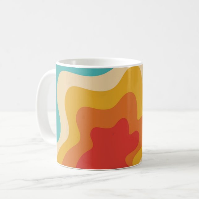 Colorful retro style swirl design coffee mug (Front Left)