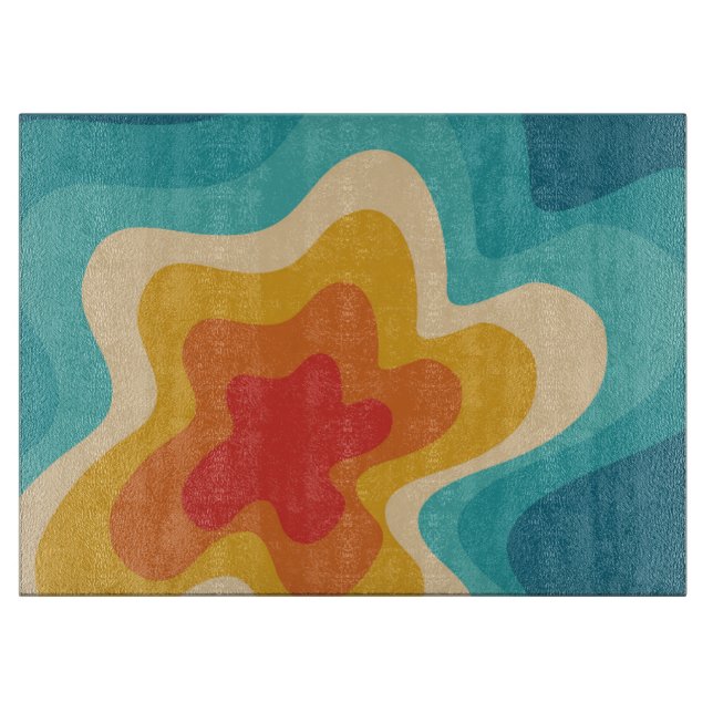 Colorful retro style swirl design cutting board (Front)